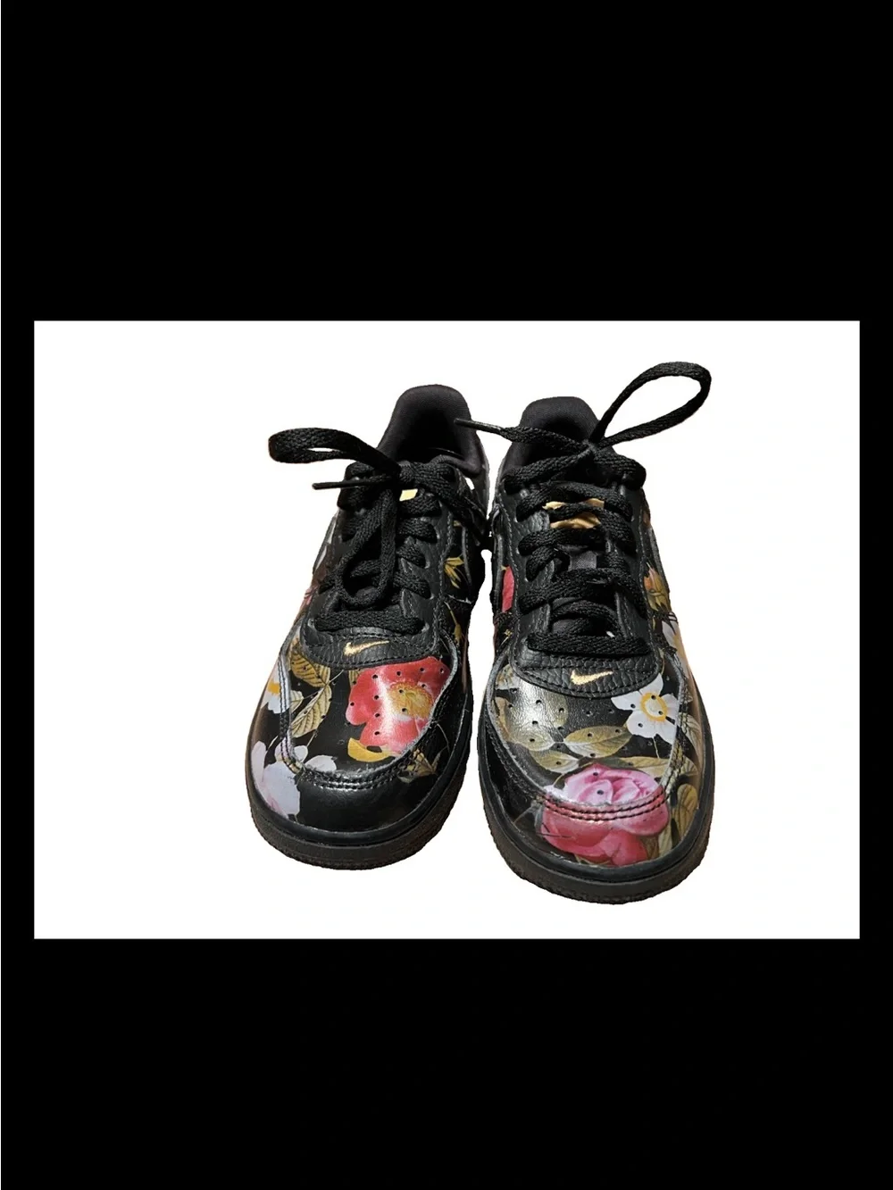 Nike Air Force 1 Low Black And Floral Design 2018 Size Youth 1